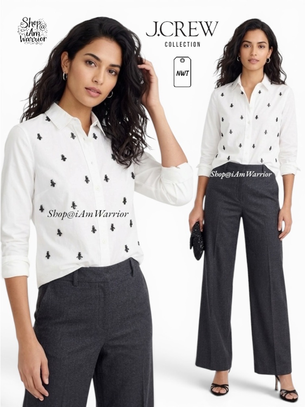 J.Crew Collection NWT jeweled cluster button down shirt *shop@iamwarrior